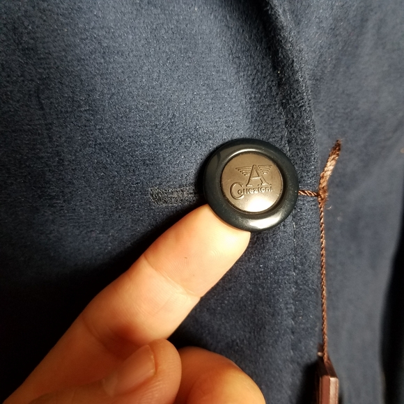 Collezioni Women's Lined Suede Leather Blue 2 Button Jacket Size M Pit to pit - Picture 4 of 7